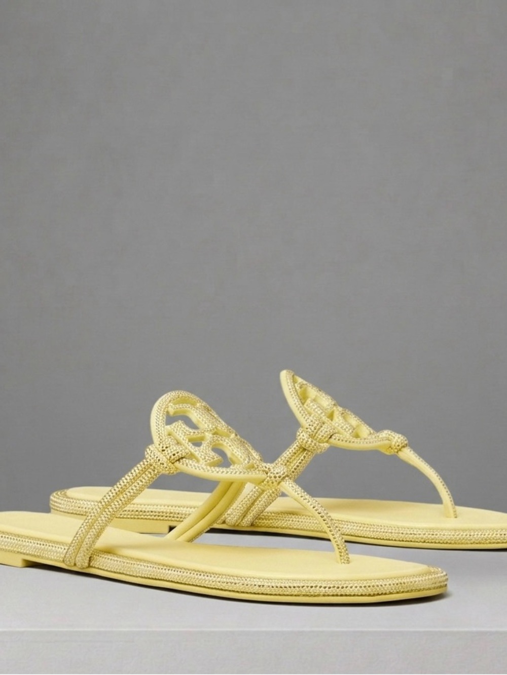 Womens Yellow Tory Burch Braided Thong Sandals
